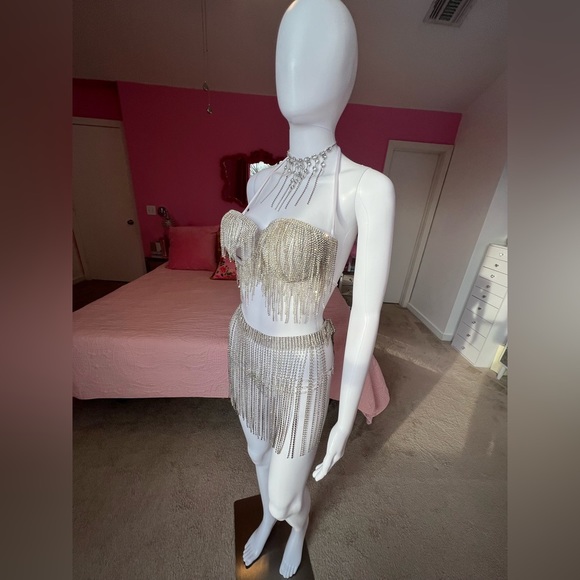 💎RHINESTONE Bling Bra and Skirt 2 piece Set💎 - Picture 8 of 8